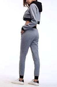 Survêtement court pour femmes Coton Polaire Logo personnalisé Survêtement/survêtement Vente en gros Costumes de jogging vierges pour femmes - Product Image 4