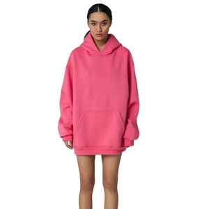 Sudaderas con capucha de talla grande personalizadas para mujer, Sudadera larga de lana de poliéster y algodón de alta calidad, Sudadera con capucha estampada para mujer - Product Image 2