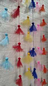 Net Fabric Strings <b>for</b> Indian Wedding& Mehndi Decorations <b>Party</b> Backdrop Haldi Decor Colorful Hanging String <b>for</b> Wedding Dholki - Product Image 4