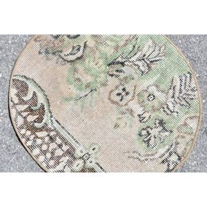 Grand tapis turc vintage de 180x240 pouces beige et vert motif rectangle de 10mm d'épaisseur pour le salon ou le chevet - Product Image 5