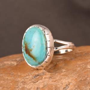 Kingman Turquoise <b>Chunky</b> Sterling <b>Silver</b> <b>Ring</b> Boho Statement Jewelry Handmade Southwestern Gemstone <b>Ring</b> Gift for Her - Product Image 4