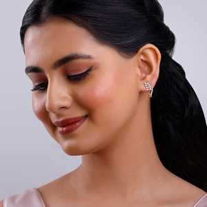 Boucles d'Oreilles en Diamant Feuilles Murales en Or Rose - Product Image 5