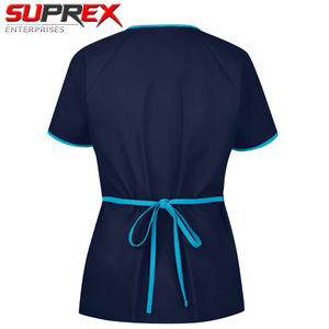 Blouse d'infirmière unisexe, couleur unie, col en V, manches courtes, t-shirt, usage hospitalier, tissu en toile de polyester, accessoires infirmiers - Product Image 5