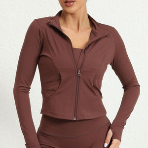 Veste de yoga de qualité supérieure pour femmes, légère, à manches longues, avec fermeture éclair, vêtements de sport pour la salle de sport, respirante, veste de yoga pour femmes - Product Image 4