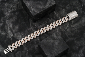 Pulsera de cadena de eslabones cubanos naturales VVS de dos filas, nuevo diseño, regalo de diamante chapado en oro helado de La India - Product Image 2