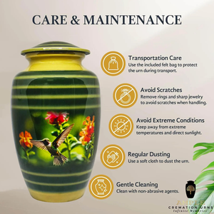 Humming BIRD โลหะโกศสำหรับงานศพแบบพรีเมี่ยมทำจากอลูมิเนียมที่ระลึกที่ระลึกที่ระลึกที่ระลึกชุดสมบูรณ์แกะสลักกันการรั่ว - Product Image 5