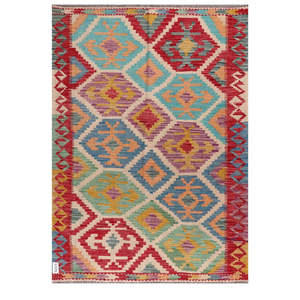 Alfombra Kilim de Maimana, Afganistán, 201 x 145 cm, Tapiz - Product Image 1