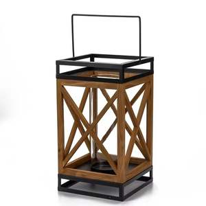 Custom Design Metal and <b>Wooden</b> Candle <b>Lantern</b> for Home Living Room Tabletop Decor Brown Color Hanging <b>Lanterns</b> - Product Image 1