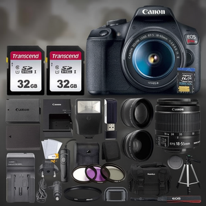 Digital SLR Camera with 18-55mm Wide Angle Telephoto Lens and 64GB <b>Memory</b> <b>Card</b> - Product Image 2