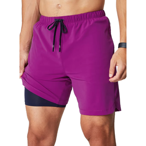 2025 été Polyester hommes athlétique Gym Shorts séchage rapide léger Logo personnalisé solide cordon taille confort course - Product Image 3