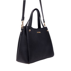 Sac à main en cuir de vache noir grainé - Product Image 6