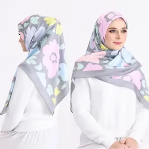 Foulard en soie douce pour femmes, imprimé, Design abstrait, personnalisé, faible coût, Hijab, châle, étoles, 2023