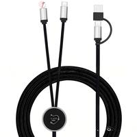 Cable de Datos Largo con Luz LED, 3 en 1, Trenzado de Nailon, Negro, Electrochapado, Modelo 2 a 2, 66W PD27W, para Computadora