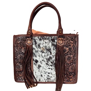 Trendy Custom Bohemian Crossbody <b>Tote</b> <b>Bag</b> Indian Manufacturer Luxury Stylish Genuine Leather Tassel Flowers Hand <b>Tooling</b> Autumn - Product Image 1
