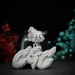 Collar con Colgante de Nombre de Hip Hop con Incrustaciones de Moissanita VVS, Corte Redondo, Personalizado de Fábrica, Pasa el Test de Diamantes, Joyería de Plata para Hombre - Product Image 4