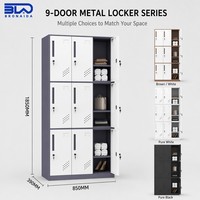 Lemari Loker Baja Tahan Api Tugas Berat dengan Desain Modern 9 Pintu Kunci & Fitur Ramah Lingkungan untuk Penyimpanan Kantor