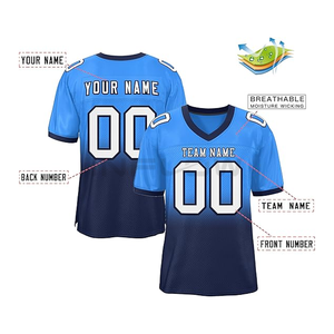 Uniformes de Fútbol Americano OEM de Alta Calidad, Tallas Grandes, Transpirables, que Absorben la Humedad, 100% Poliéster, Manga Corta, Talla Personalizada - Product Image 2