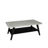 Table de salle à manger et de réception au design élégant, avec plateau en béton et pieds en bois, adaptée à tout espace de vie
