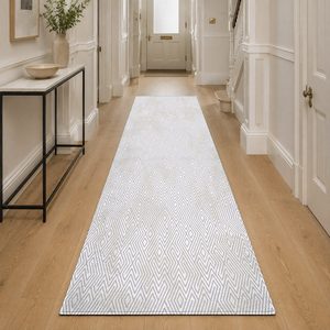 Tapis de salon contemporain abstrait imprimé numériquement en chenille, lavable en machine, antidérapant, couleur crème ivoire, vente en gros, RUGS DEPOT LXDP-0200 - Product Image 5