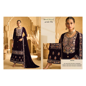 Costume de Palazzo Salwar Kameez en Velours Moderne Élégant avec Perles de Broderie Complexes et Détails Festifs Faits à la Main - Product Image 1