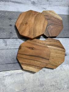 YOUR FOR STURDY MORDEN MULTI <b>WOODEN</b> COASTERS Functional Handmade Craft Drink Bamboo Coasters 6-Pack Set with Holder - Product Image 4