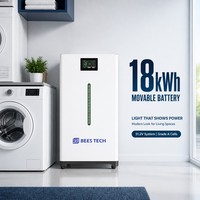 Batterie LiFePO4 sur pied BEES TECH 18 kWh 360 Ah avec bande lumineuse LED pour système solaire hors réseau, variantes 15-17 kWh disponibles