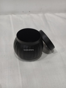 New Look Hammered Look Round Tabletop Container For Storage Handmade Black Multipurpose Box Storage Box Kitchenware Decorative - Product Image 6
