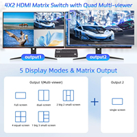 SYONG 4K HDMI Multiviewer 4x2, commutateur multi-vues quad, commutation transparente 4 entrées 2 sorties, sortie audio 3,5 mm, prise en charge 4K 30 Hz, pour PS4/PC/DVD