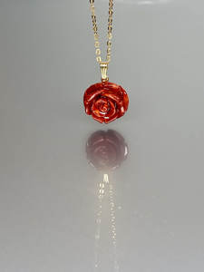 สร้อยคอแกะสลักปะการังสีแดงธรรมชาติสร้อยคอจี้สลักลายดอกไม้จี้เงิน925ของขวัญวาเลนไทน์สำหรับผู้หญิง - Product Image 3