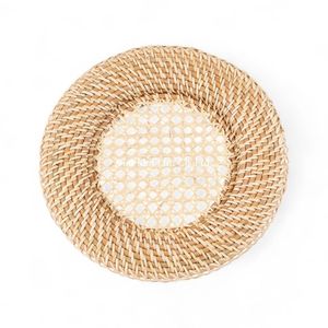 Assiette de présentation en rotin de style bohème vietnamien, faite à la main en fibres naturelles, pour fêtes, tables élégantes et décoration intérieure - Product Image 2