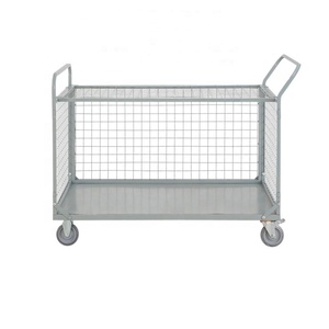 Troli pagar datar logam pagar pembatas Supermarket kereta gandeng keranjang lipat kereta truk Platform <span class=keywords><strong>Dolly</strong></span> tangan dengan kandang - Product Image 3
