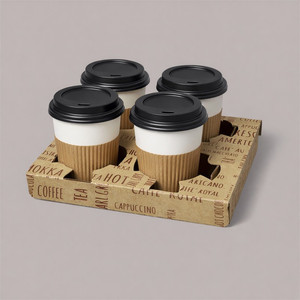 Bandeja Reutilizable de 7oz en Color Avana para 4 Vasos de Capuchino, Material de Papel, Paquete de 100 Piezas - Product Image 2