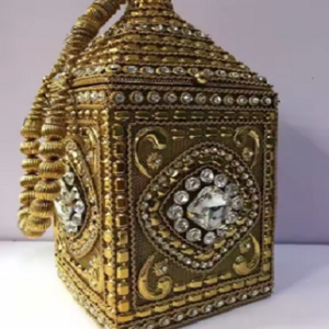 <b>Hot</b> Selling Handmade Ladies Gold Silver Metal Clutch Handbags Pearl <b>Stone</b> Work Beaded Evening Party Bag for Bridal Functions - Product Image 2