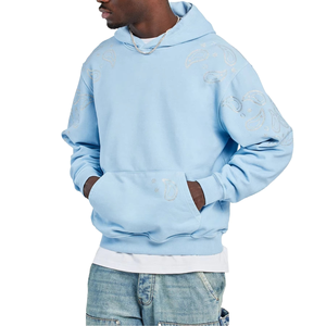 Style parfait hommes strass personnalisé Streetwear soleil fondu coton plein pull strass à capuche hommes avec strass meilleure qualité - Product Image 1