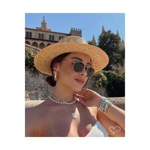 Sombrero de Paja Luminos Butik Beige Original Gondola para Estilo y Elegancia, Uso en la Playa y Diario HSR2107-beige2107 - Product Image 1