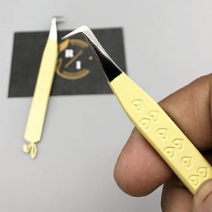 Pince à cils personnalisable antistatique de précision en acier inoxydable de marque privée embouts en fibre pour tous les micros à cils - Product Image 1