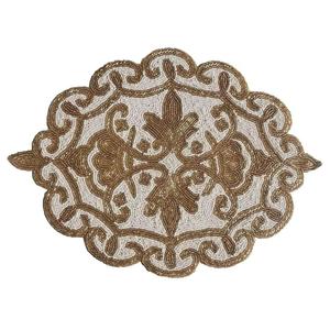 Dessins floraux indiens faits à la main en verre perlé tapis de coureur tampons et sous-verres pour mariage et fête de noël décor de table - Product Image 4