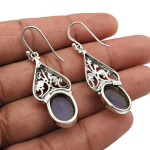 Bijoux bohèmes faits à la main en argent sterling 925 Labradorite pour les mariées Boucles d'oreilles en pierres précieuses au prix de gros - Product Image 3