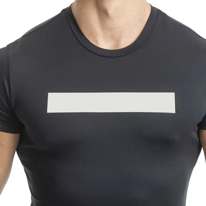Camiseta de gimnasio con estampado OEM para entrenamiento, camiseta transpirable atlética con cuello redondo para correr, camiseta de gimnasio de compresión personalizada para entrenamiento deportivo - Product Image 5