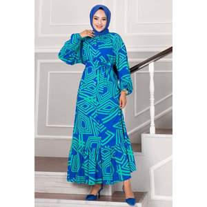 Robe Hijab Boutonnée en Viscose Vert - Product Image 5