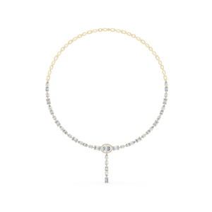 Collar de Oro Amarillo de 14K con Diamante Ovalado Cultivado en Laboratorio, Diseño Starlume Cascade, Moonveil Drop Lariat, Celestial Drift Aurora - Product Image 1
