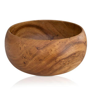 Cuenco de madera japonés hecho a mano con acabado pulido de madera de dos tonos, forma redonda, calidad superior para servir en fiesta - Product Image 6