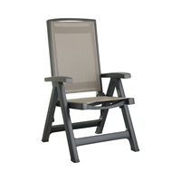 Fauteuil pliant d'extérieur, structure en polypropylène, tissu respirant et hydrofuge, dossier à 5 positions, fabriqué en Italie