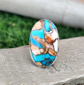 Bague style bohème en argent faite à la main bijoux en argent sterling 925 Turquoise pierres précieuses bague tendance bijoux pour femmes cadeau pour elle - Product Image 2