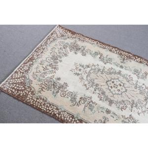 พรมตุรกีวินเทจขนาด 3.9x6.6 ฟุต พรมปูพื้น พรมขนสัตว์สีน้ำตาลน้ำเงินสไตล์โอเรียนทัล - Product Image 5