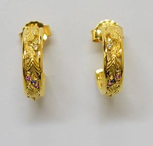 Boucles d'oreilles élégantes en argent S925 plaqué or 14K avec péridot, améthyste, saphir bleu, améthyste rose et zircon cubique, personnalisables, vente au détail, OEM, ODM - Product Image 1