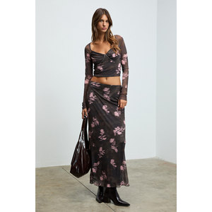 GRIMELANGE BEULAH Women's Slim Fit <b>Maxi</b> <b>Skirt</b>-Elastic Waist Tulle <b>Tie</b>-<b>Dye</b> Leopard Print - Product Image 3