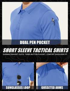 Manga corta transpirable de secado rápido de talla grande para camisa Patrón sólido Spandex/Lona de algodón Golf para camisas - Product Image 3