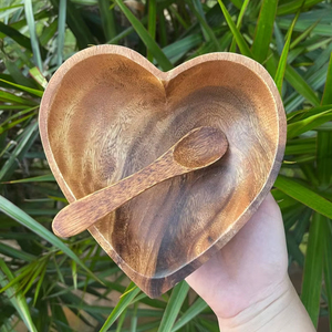 Eco-friendly Wooden Handmade <b>Bowl</b> with Spoon <b>Heart</b> Shape Luxury Durable-ARTWORK MAESTRO New Arrival - Product Image 1
