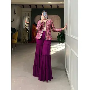 ชุดเดรสผ้าไหมแจ็คการ์ดจากนักออกแบบผ้าแจ็คการ์ดผ้าจอร์เจียเทียมแบบใหม่ชุดงานปัก - Product Image 1